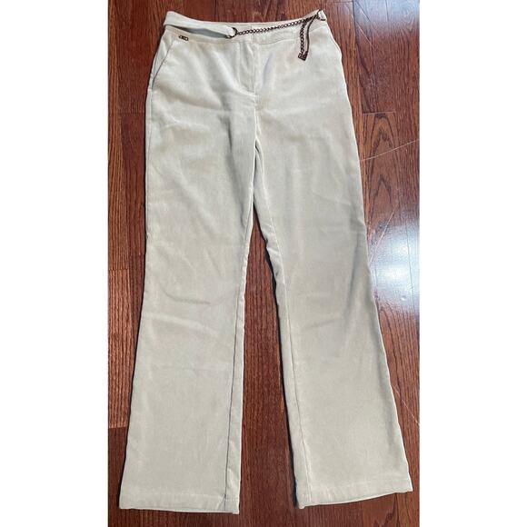 St John Sport Tan Corduroy Pants With Chain Belt Size 2 - Picture 1 of 9